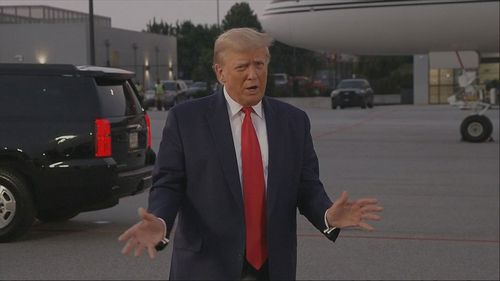 Donald Trump speaks after his historic arrest in Georgia.