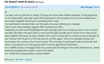 Mumsnet post boyfriend proposal