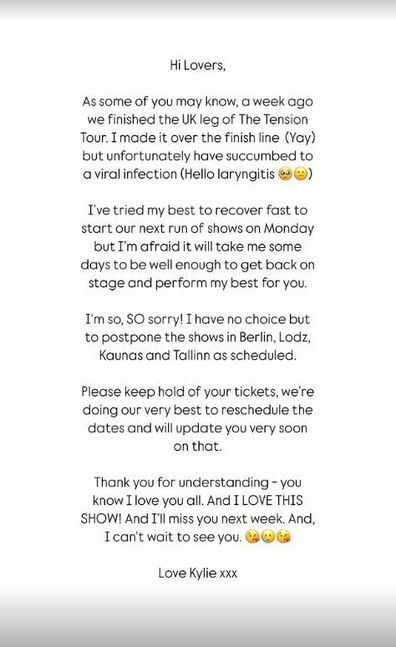 Kylie Minogue cancels shows