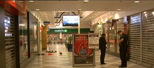 There has been a heavy police presence at Parabanks Shopping Centre following the attack as authorities hunt for the person responsible. Picture: 9NEWS