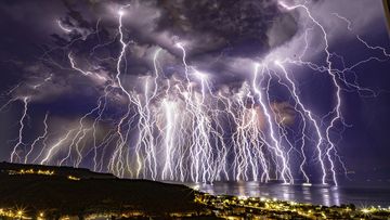 A photographer has managed to capture an electrifying time-lapse image as an electrical storm illuminated the skies above Turkey. 