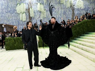 NEW YORK, NEW YORK - MAY 04: (L-R) Christian Cowan and Sam Smith attend the 2026 Met Gala celebrating "Costume Art" at the Metropolitan Museum of Art on May 04, 2026 in New York City. (Photo by Jamie McCarthy/Getty Images)