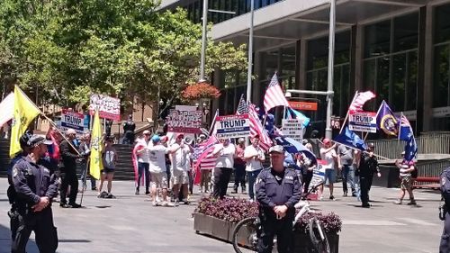 A small number of Mr Trump's supporters gathered at Martin Place. (Twitter)