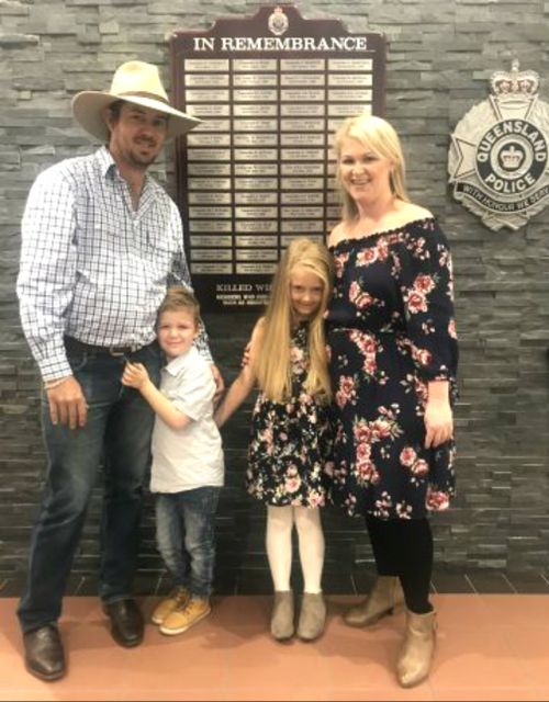 The young hero with her parents and brother. Picture: Queensland Police Service