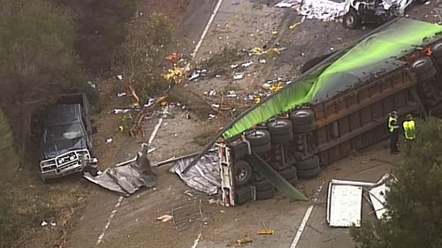 The northbound B-double truck allegedly veered on to the wrong side of the Hume Highway near Berrima about 4am yesterday.

