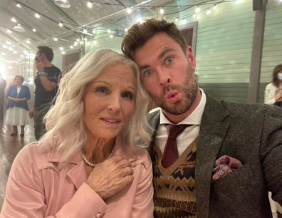 Elsa Pataky and Chris Hemsworth on the set of Limitless. Pataky donned 'aged' special effects make up to show Hemsworth what his wife would look like as an older woman. 