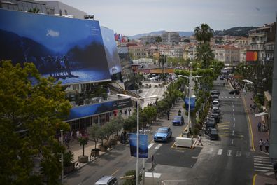 Cars drive along the Croisette Boulevard ahead of the Cannes film festival, in Cannes, southern France, Sunday, May 12, 2024. The 77th edition of the film festival runs from May 14 until May 25. 