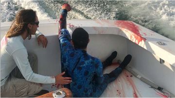 A shark attack victim was lucky enough to be saved off the coast of Florida by a nearby fishing boat, full of nurses.