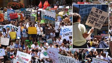 Thousands of students rally demanding action on climate change, in Sydney.