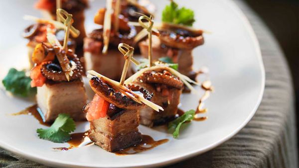 Crisp pork belly and grilled octopus with watermelon & black vinegar