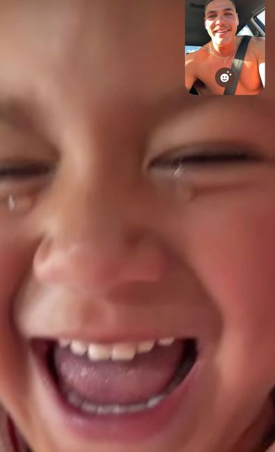 Reece Walsh shows his daughter his new buzzcut