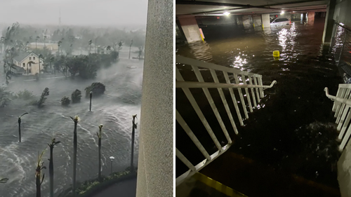 Joe Guerra filmed powerful winds as a storm surge swallowed Fort Myers.