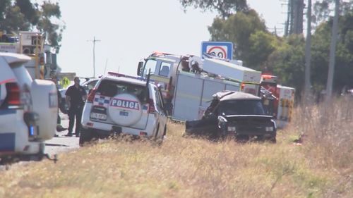 The family were travelling in a sedan along Dalby Jandowae Road in Jimbour East, near Dalby