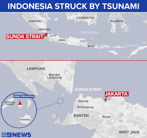 The area affected by the most recent tsunami.