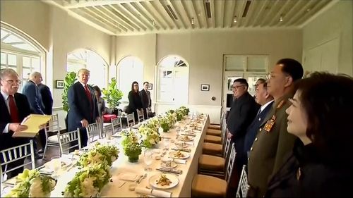 The leaders sit down for lunch during yesterday's summit