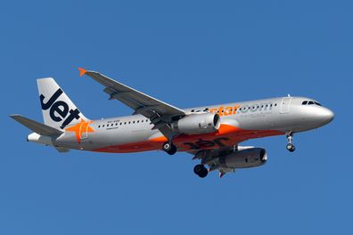 Airbus A320-232 airliner operated by Australian low cost airline Jetstar airways on approach to land at Melbourne Airport