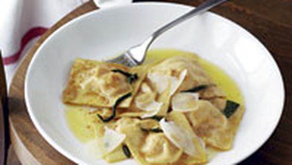 Pumpkin ravioli with sage butter