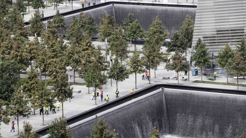 The two commemorative waterfalls at Ground Zero. (AAP)