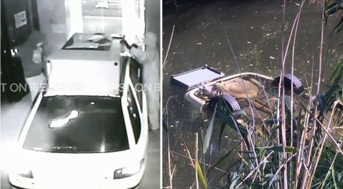 Police believe they have found the ram-raid vehicle in Adelaide's River Torrens. (9NEWS)