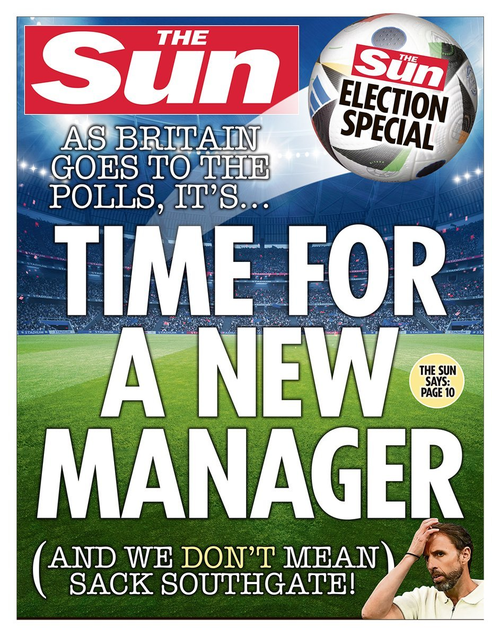 Today's front page of the Sun, backing Starmer.