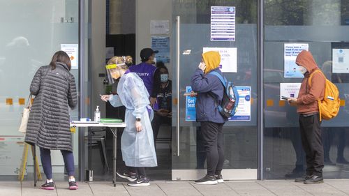 A COVID-19 vaccination clinic at Ashfield Civic Centre in Ashfield, Sydney.