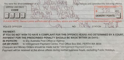 The man was fined $550 and four demerit points.