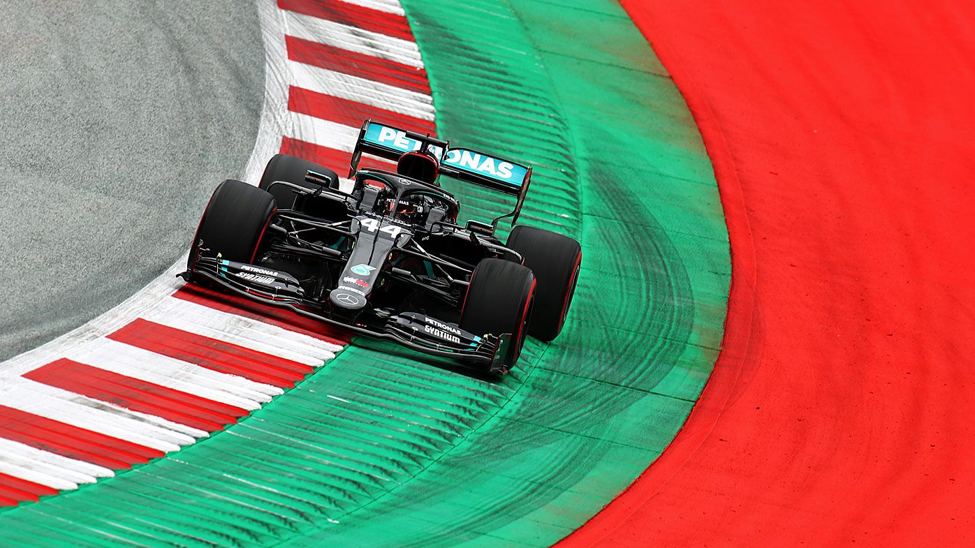 Lewis Hamilton of Great Britain driving the (44) Mercedes AMG Petronas F1 Team Mercedes W11 on track