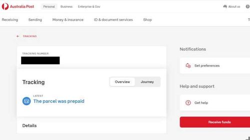 A fraudulent Australia Post website designed to steal card payments.