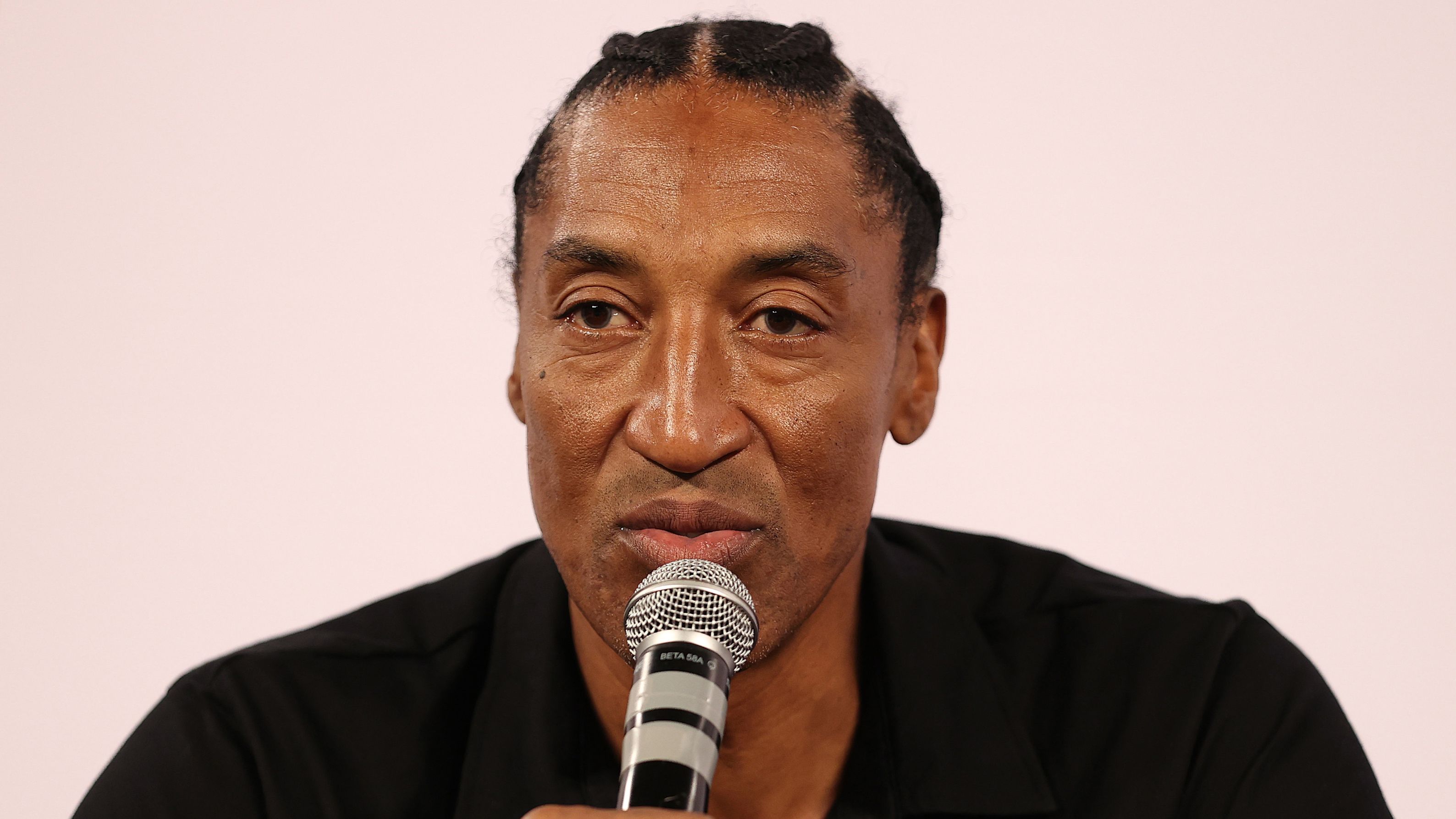 Scottie Pippen speaks to media during the 2024 NBL finals launch.