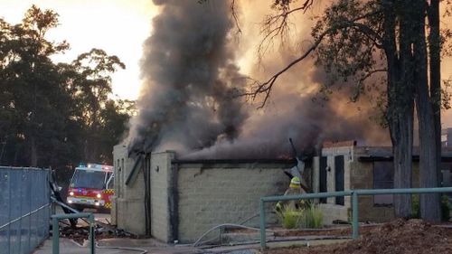 Fire crews remained at the scene of the Springwood school this morning. (Fire and Rescue NSW)