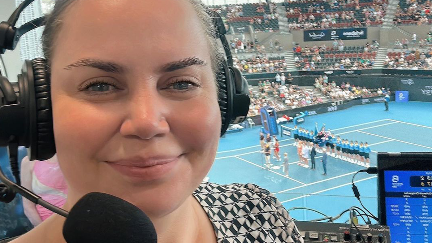 Jelena Dokic commentating at the Brisbane International.
