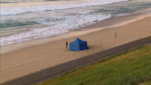 A crime scene is set up on the beach. Picture: Supplied