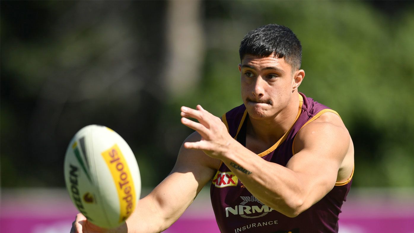 Kotoni Staggs at Broncos training. 