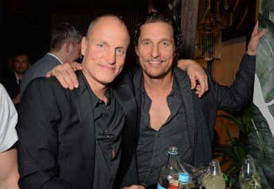 Woody Harrelson and Matthew McConaughey attend the launch party of new bar The Parrot at The Waldorf Hilton hosted by Idris Elba on November 8, 2018 in London 