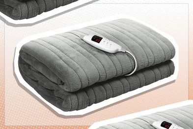 9PR: Giselle Bedding Washable Heated Electric Fleece Throw Rug Snuggle Blanket, Silver