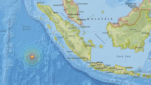 The earthquake's epicentre was 808km southwest of Penang.