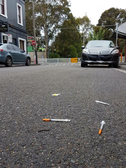 Parents post photos of the streets around Richmond West public school since the injecting centre opened.