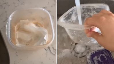 TikTok user shares simple hack for cleaning stained containers