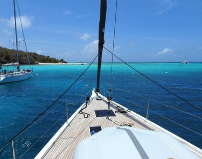 Anchored in Tabago Cays.