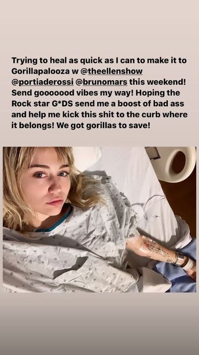 Miley Cyrus, hospital, tonsillitis, selfies, Instagram