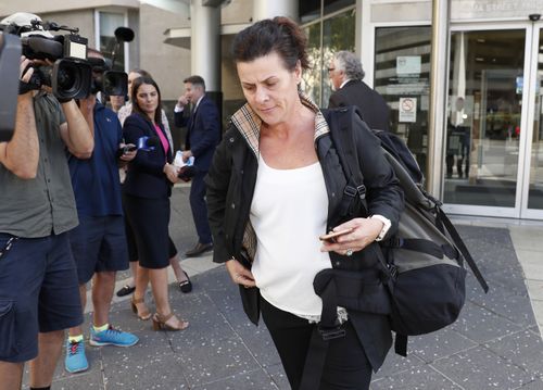 Linda Brooks leaves the Magistrates Court in Brisbane yesterday. (AAP)