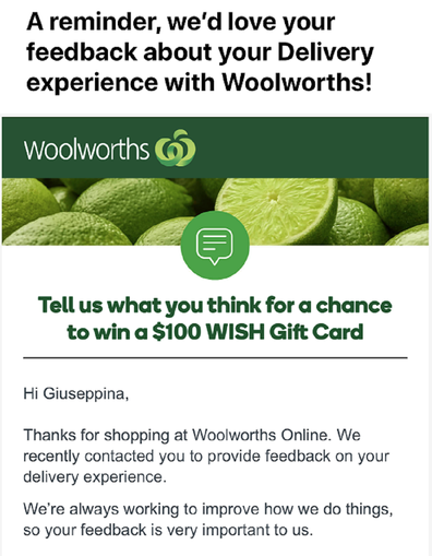 Woolies feedback