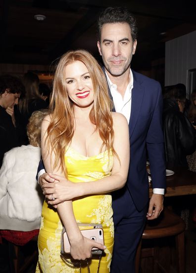 Sacha Baron Cohen and Isla Fisher at Estrella on January 6, 2017 in West Hollywood, California.