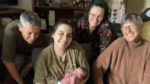 First-time mum Angel Mckay went into labour on Tuesday morning and gave birth to baby Hayley four hours later with the help of a retired doctor, a GP and a nurse.