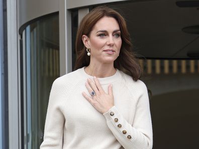 Britain's Kate, the Princess of Wales leaves after a visit to Nottingham Trent University to learn about their mental health support system in Nottingham, England, Wednesday Oct. 11, 2023. The Prince and Princess of Wales are carrying out engagements across the UK to mark World Mental Health Day and to highlight the importance of mental wellbeing, particularly in young people.