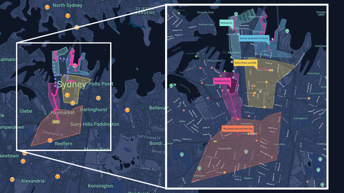 Map of the Vivid Sydney 2025 districts