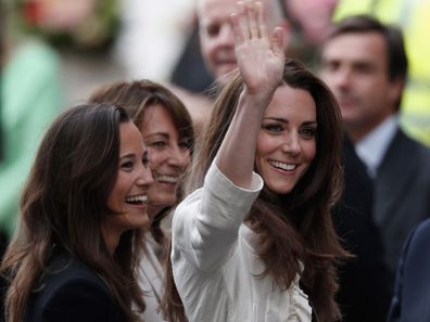 Catherine, Pippa and Carole Middleton arrive at The Goring Hotel after visiting Westminster Abbey on April 28, 2011.