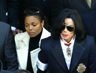 Janet Jackson and Michael Jackson exit the Santa Maria Court House following Michael Jackson's arraignment on child molestation charges, January 16, 2004, Santa Maria, CA.