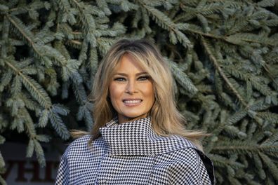Melania Trump takes delivery of a Christmas tree at the White House in 2020.