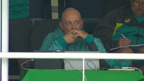 Was Darren Lehmann suddenly transported to a Seinfeld episode. Picture: 9NEWS